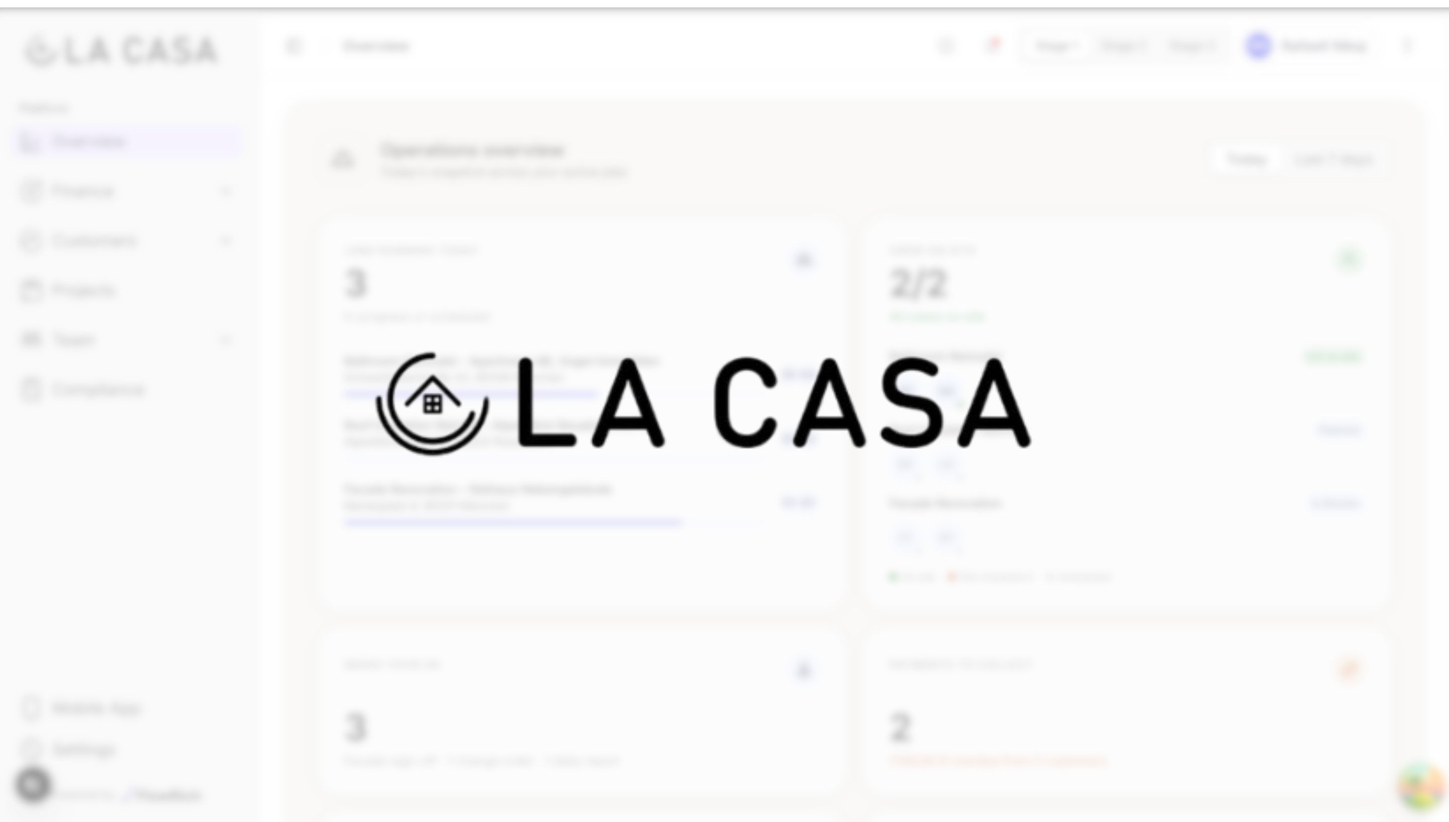 La Casa product screens